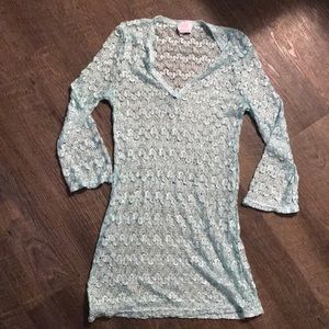 Blue crochet beach coverup